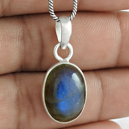 Pretty 925 Sterling Silver Labradorite Gemstone Pendant Charm Jewellery