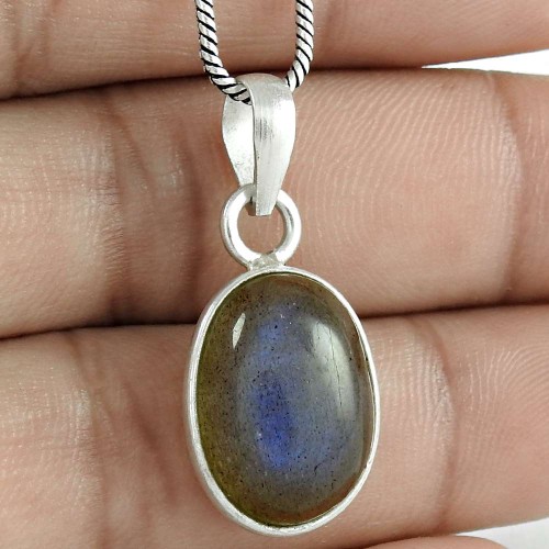 Rare 925 Sterling Silver Labradorite Gemstone Pendant Jewellery