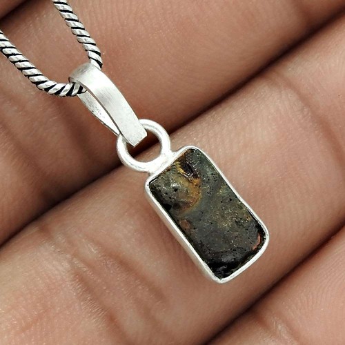 Rock Lava Gemstone Pendant 925 Sterling Silver Jewelry Z36