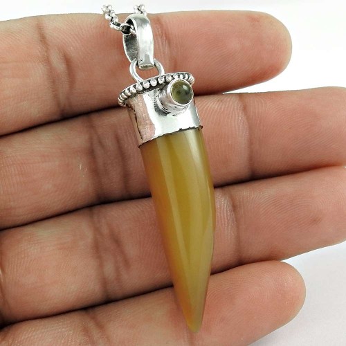 925 Sterling Silver Vintage Jewellery Fashion Onyx, Citrine Gemstone Pendant Supplier India