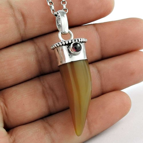 Indian Sterling Silver Jewellery Fashion Onyx, Garnet Gemstone Pendant Wholesale Price