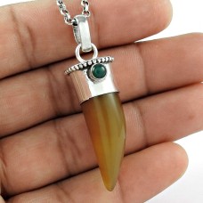 925 Silver Jewellery Beautiful Onyx, Green Onyx Gemstone Pendant Wholesaling