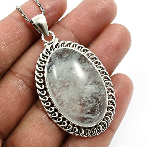 HANDMADE 925 Sterling Silver Jewelry Oval Shape Aquamarine Gemstone Pendant G19