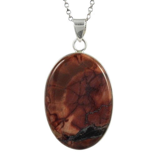 Delicate 925 Sterling Silver Porcelian Jasper Pendant