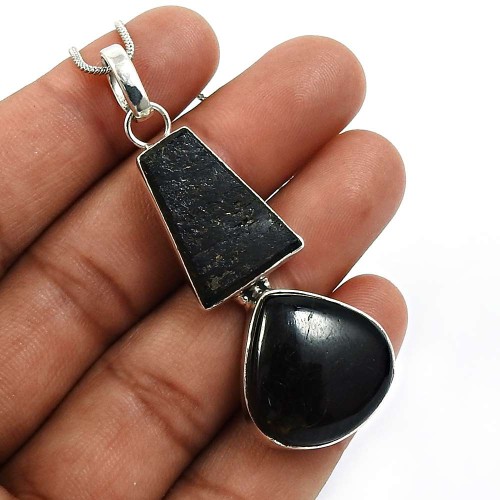 Birthday Gift 925 Silver Jewelry Black Tourmaline Gemstone Healing Power Pendant U38