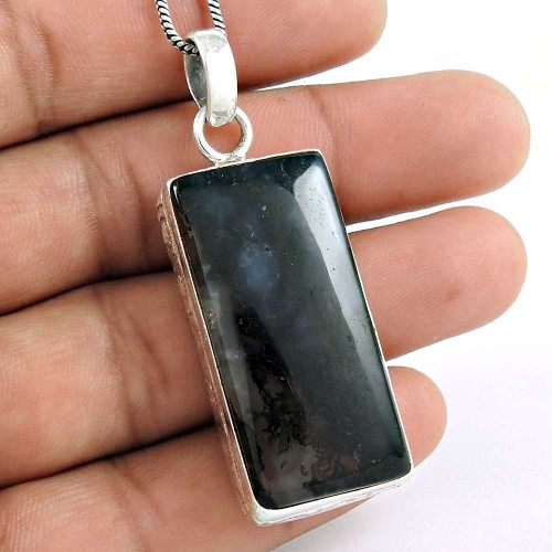 925 Sterling Silver Gemstone Jewellery Trendy Moss Agate Gemstone Pendant Proveedor