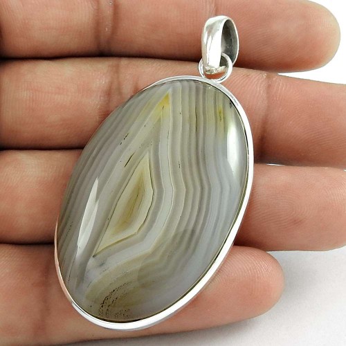 925 Sterling Silver Jewellery Fashion Botswana Agate Gemstone Pendant Al por mayor