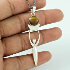 Amusable Tiger Eye Gemstone 925 Sterling Silver Pendant Jewellery