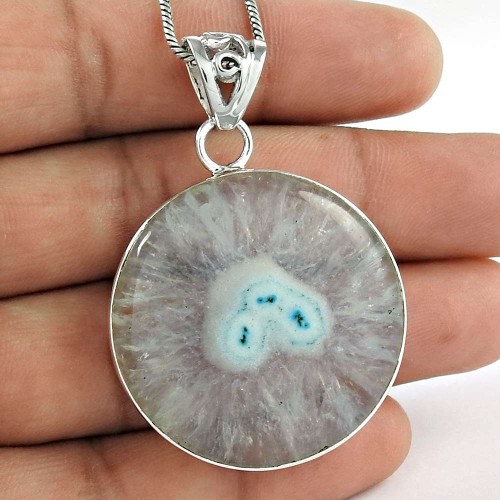 925 Sterling Silver Jewelry Fashion Solar Quartz Gemstone Pendant Manufacturer