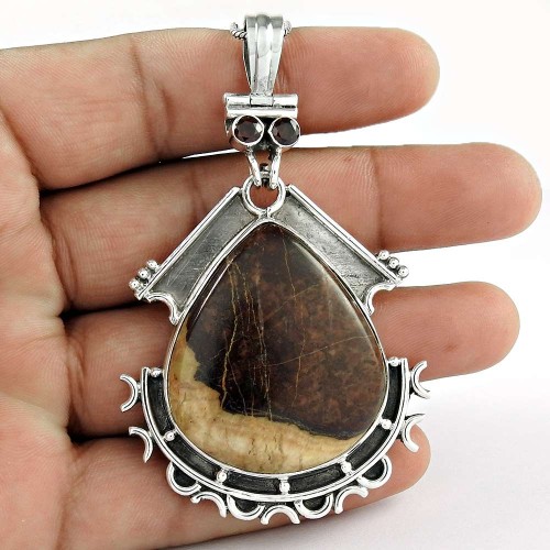 925 Sterling Silver Jewelry Rare Jasper, Garnet Gemstone Pendant Al por mayor