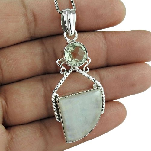 925 Sterling Silver Jewelry Rare Rainbow Moonstone, Crystal Gemstone Pendant Al por mayor