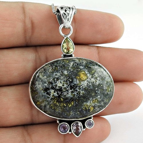 925 Sterling Silver Jewelry Fashion Jasper, Amethyst, Citrine Gemstone Pendant Supplier India