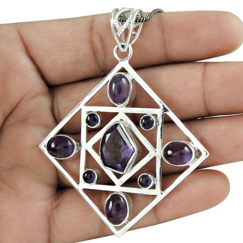 925 Sterling Silver Antique Jewelry Designer Amethyst Gemstone Pendant Großhändler