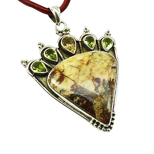 Sterling Silver Fashion Jewelry Rare Swiss Jasper, Citrine, Peridot Gemstone Pendant Lieferant