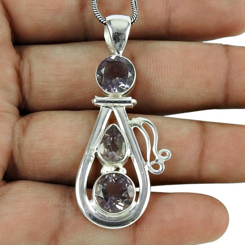 Scrumptious Amethyst Gemstone Pendant 925 Sterling Silver Jewellery