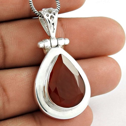 925 Sterling Silver Gemstone Jewelry Charming Carnelian Gemstone Pendant Exporter India