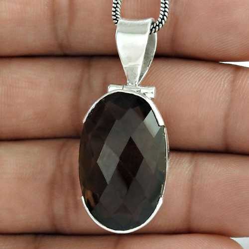 925 Silver Jewelry Traditional Smoky Quartz Gemstone Pendant Wholesale Price