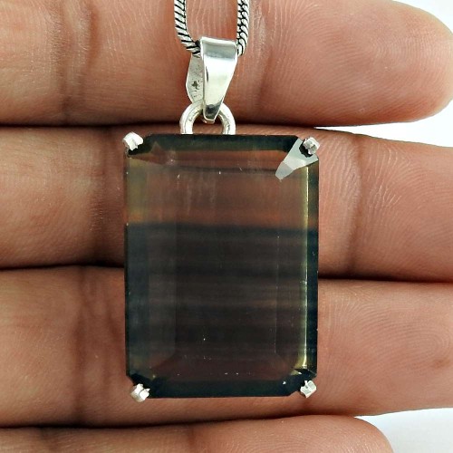 Delicate!! 925 Sterling Silver Fluorite Pendant