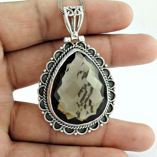 Perfect!! 925 Sterling Silver Smoky Quartz Pendant