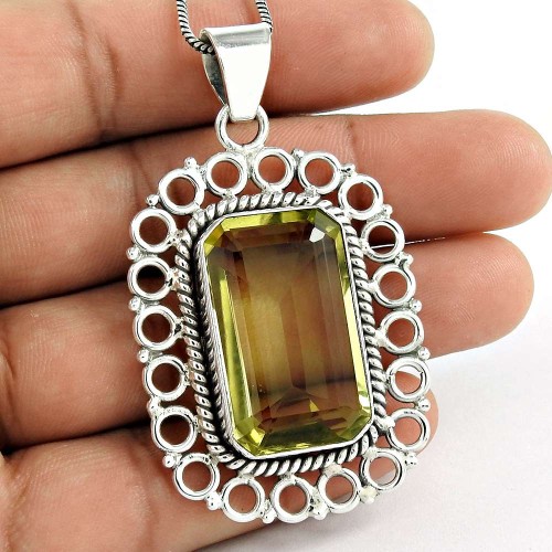 Big Dreamer!! 925 Sterling Silver Lemon Quartz Pendant Supplier