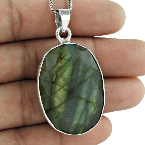 Indian Sterling Silver Jewelry Ethnic Labradorite Gemstone Pendant De gros