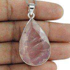 925 Silver Jewelry Traditional Rose Quartz Gemstone Pendant Großhandel