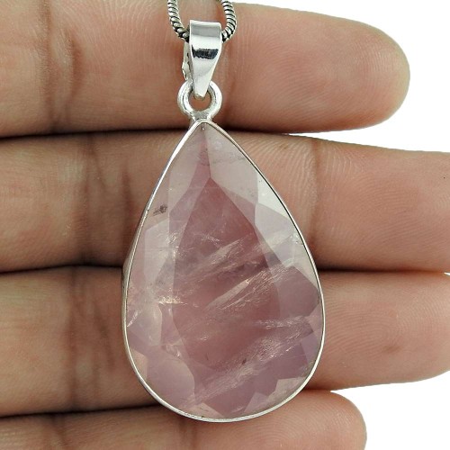 925 Silver Jewelry Traditional Rose Quartz Gemstone Pendant Großhandel