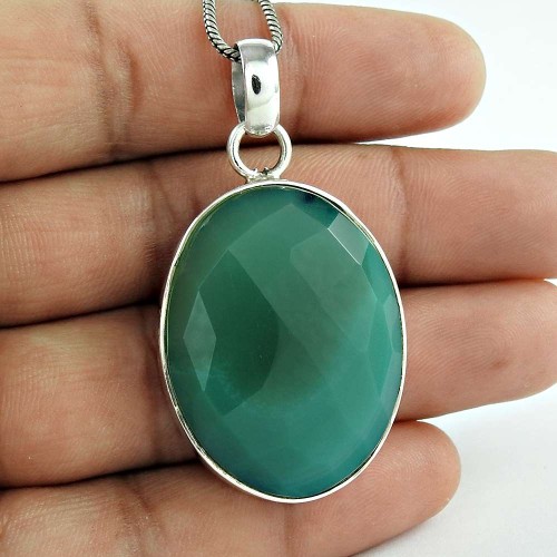 925 Sterling Silver Fashion Jewelry Trendy Peru Chalcedony Gemstone Pendant Mayorista