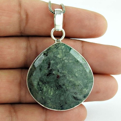 925 Sterling Silver Jewelry Traditional Green Jasper Gemstone Pendant Mayorista