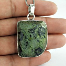 925 Silver Jewelry High Polish Green Jasper Gemstone Pendant Supplier