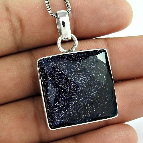 925 Sterling Silver Jewelry Fashion Blue Sunstone Gemstone Pendant Exporter