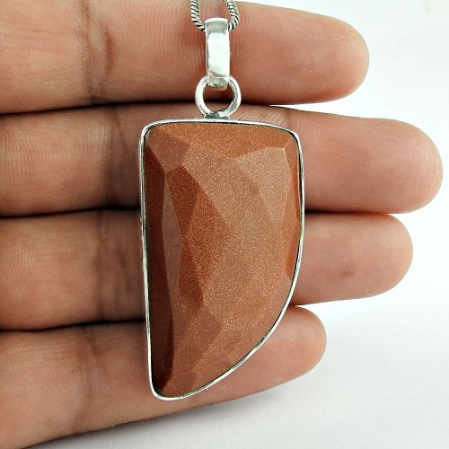 925 Sterling Silver Jewelry Ethnic Red Sunstone Gemstone Pendant Fabricante