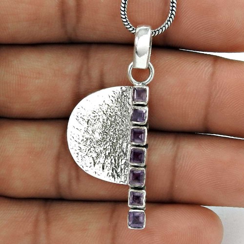 925 Sterling Silver Jewelry Fashion Amethyst Gemstone Pendant Supplier India