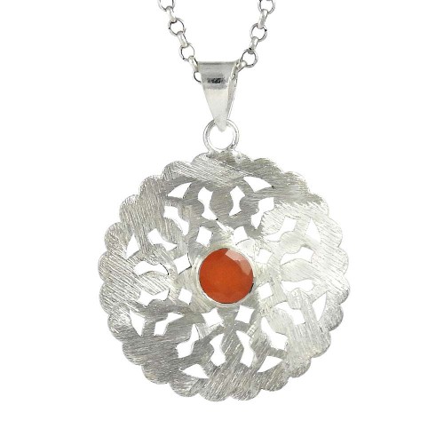 925 Sterling Silver Jewelry Fashion Carnelian Gemstone Pendant Fabricante