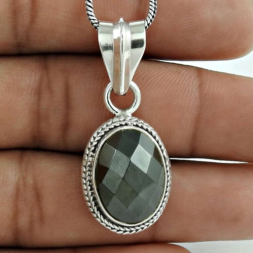 925 Sterling Silver jewelry Fashion Gun Metal Gemstone Pendant