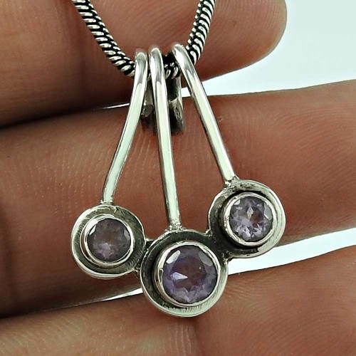 Party Wear Amethyst Gemstone 925 Sterling Silver Fashion Pendant Jewellery Wholesaling