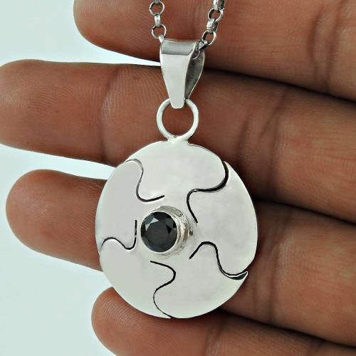 Sterling Silver Jewelry Beautiful Black CZ Gemstone Pendant Fabricante