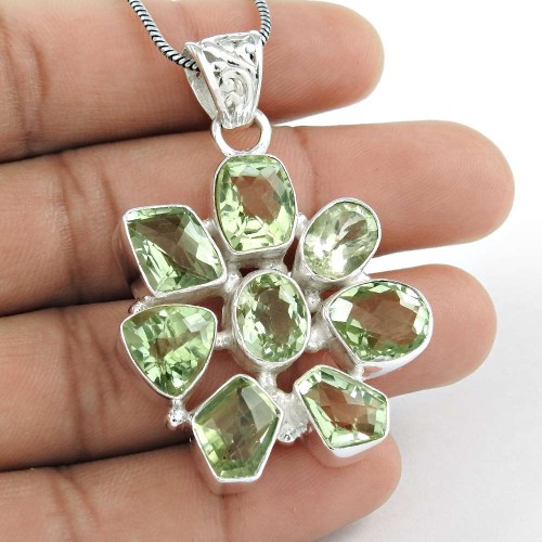 Big Secret Created! 925 Sterling Silver Green Amethyst Pendant