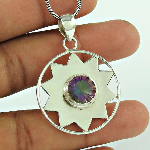 Pretty 925 Sterling Silver Mystic Gemstone Pendant Jewellery