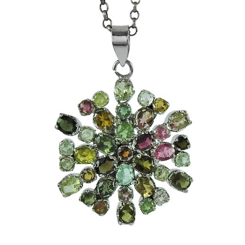 925 Sterling Silver Jewellery Fashion Tourmaline Gemstone Pendant