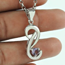 Fashion Amethyst Gemstone 925 Sterling Silver Antique Pendant Jewellery