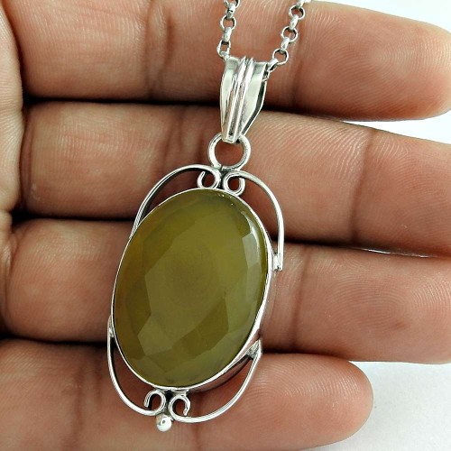 Antique Look 925 Sterling Silver Jasper Gemstone Pendant