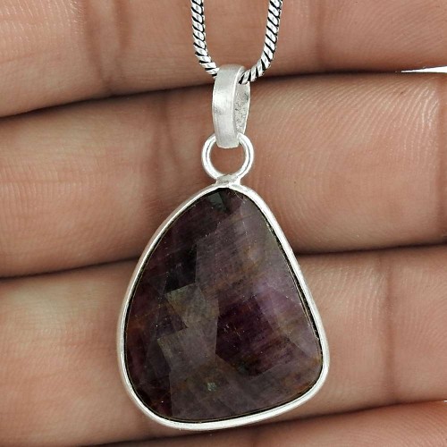 Sightly 925 Sterling Silver Ruby Gemstone Pendant Jewelry