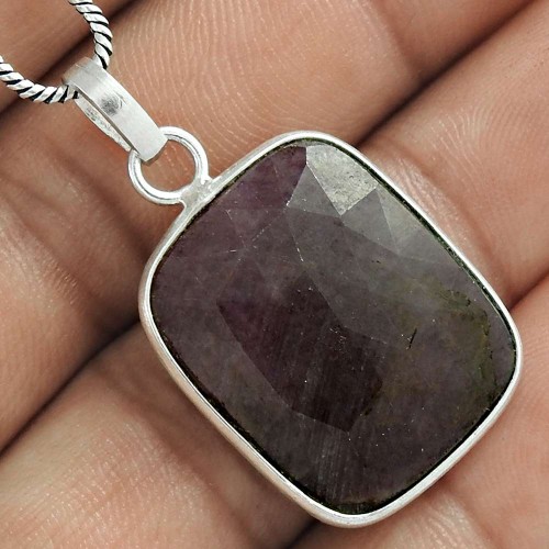 Scrumptious 925 Sterling Silver Ruby Gemstone Pendant Jewelry