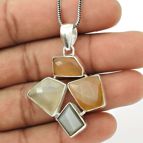 Natural MOONSTONE Gemstone Pendant 925 Sterling Silver HANDMADE Jewelry AF20