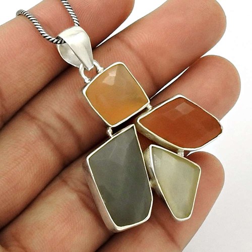 Natural MOONSTONE Gemstone Pendant 925 Sterling Silver HANDMADE Jewelry AP17