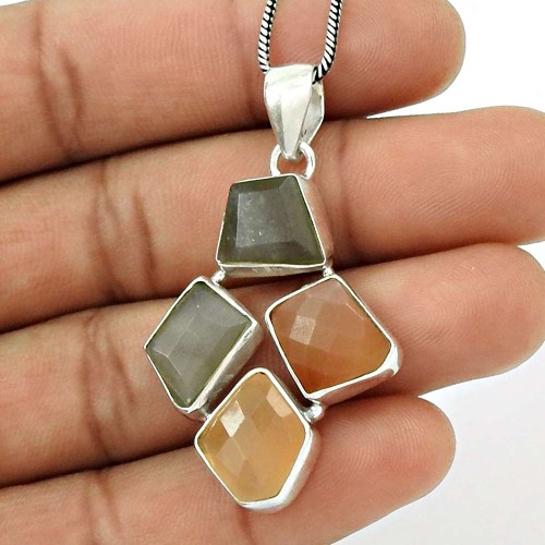 HANDMADE 925 Sterling Silver Jewelry Natural MOONSTONE Gemstone Stylish Pendant AK16