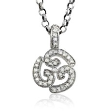 Secret ! 925 Sterling Silver White CZ OM Pendant