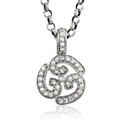 Lavender Dreams ! 925 Sterling Silver White CZ OM Pendant