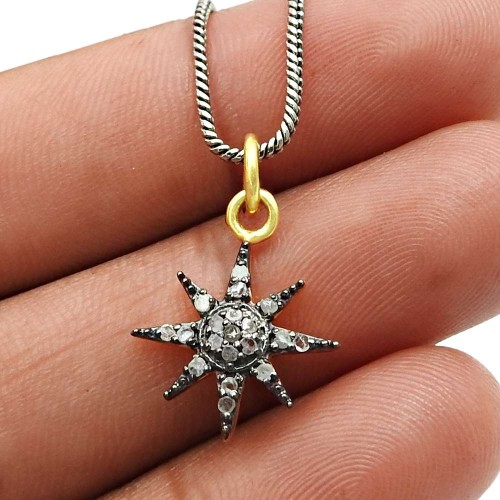 Sun Pendant Black Rhodium Gold Plated 925 Sterling Silver Traditional Jewelry